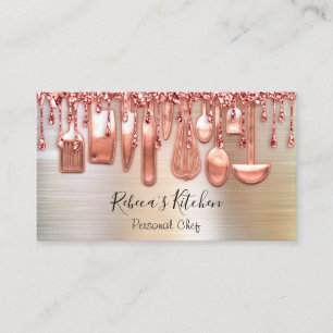 Catering Personal Koch Kitchen Knifes Rose Metal Visitenkarte