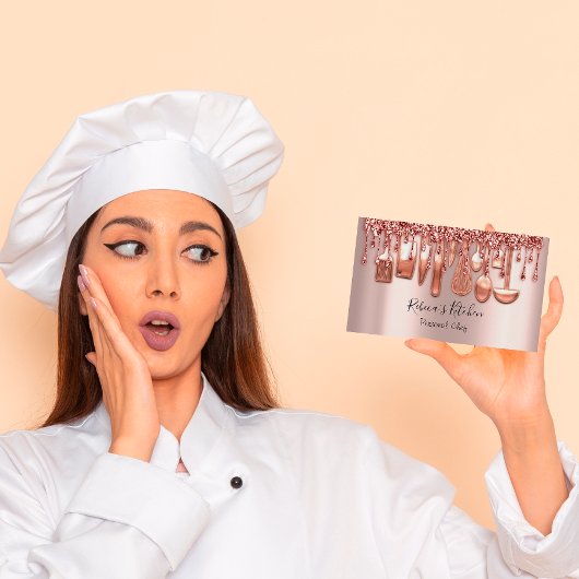 Catering Personal Koch Kitchen Knifes Rose Tropfen Visitenkarte