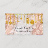 Catering Personal Koch Küche Gold Pink Visitenkarte (Vorderseite)