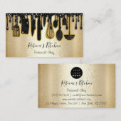 Catering Personal Koch Restaurant Gold Tropfen Visitenkarte (Vorne/Hinten)