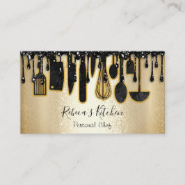 Catering Personal Koch Restaurant Gold Tropfen Visitenkarte