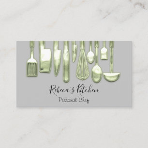 Catering Personal Koch Restaurant Green Gray Visitenkarte