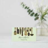 Catering Personal Koch Restaurant Küche Grün Visitenkarte (Stehend Vorderseite)