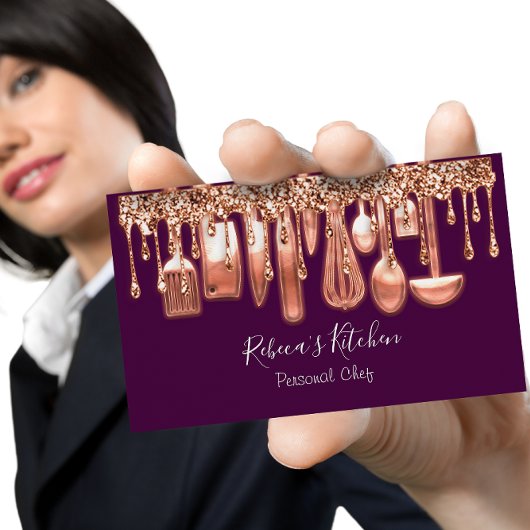 Catering Personal Koch Restaurant Kupfer Lila Visitenkarte