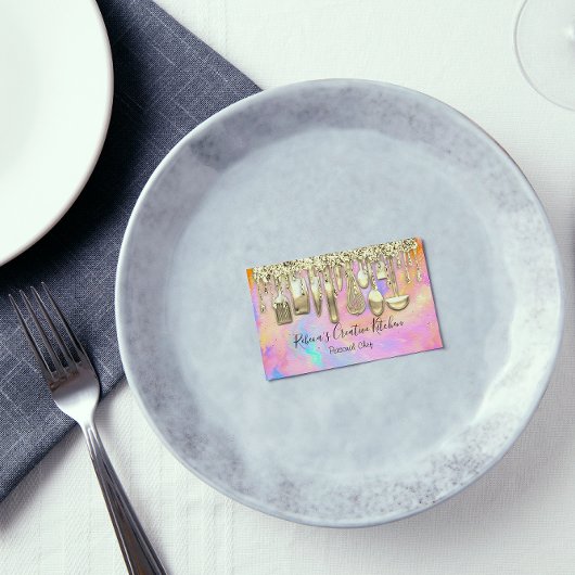 Catering Personal Koch Restaurant QR Code Rosa Visitenkarte