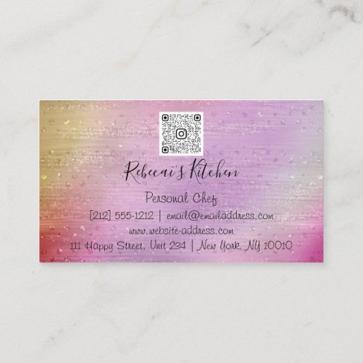 Catering Personal Koch Restaurant QR Code Utensiti Visitenkarte (Rückseite)
