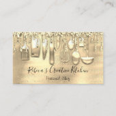 Catering Personal Koch Restaurant QR Logo Gold Visitenkarte (Vorderseite)