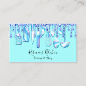 Catering Personal Koch Restaurant Tropfen Glitzer Visitenkarte (Vorderseite)