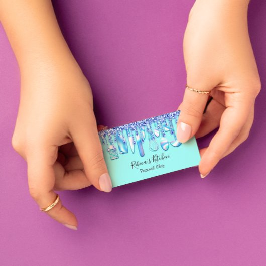 Catering Personal Koch Restaurant Tropfen Glitzer Visitenkarte