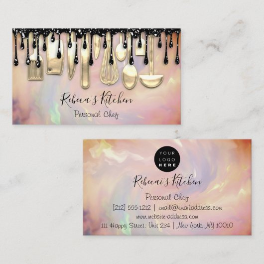 Catering Personal Koch Restaurant Tropfen Kochen Visitenkarte (Vorne/Hinten)