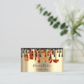 Catering Personal Koch Restaurant Tropfen Red Gold Visitenkarte (Stehend Vorderseite)