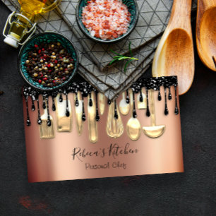 Catering Personal Koch Restaurant Tropfen Rose Gol Visitenkarte