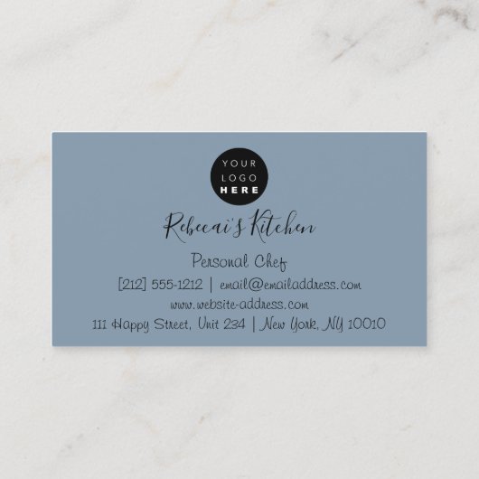 Catering Personal Koch Restaurant Tropfen Smoky Bl Visitenkarte (Rückseite)