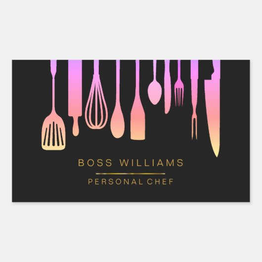 Catering Persönlicher Koch Küche Geschirr Rechteckiger Aufkleber (Vorderseite)