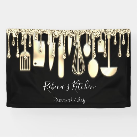 Catering Persönlicher Koch Küche Golden Utensitäte Banner (Horizontal)