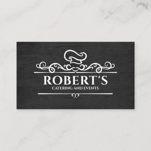 Catering - Persönlicher Koch - weiß auf schwarzem  Visitenkarte (Vorderseite)