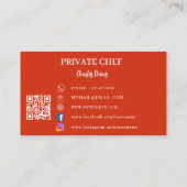 Catering QR-Code für den Koch Red Foto Visitenkarte (Rückseite)