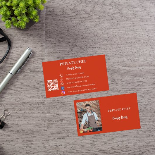 Catering QR-Code für den Koch Red Foto Visitenkarte