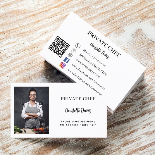 Catering QR-Code für den weißen Koch Visitenkarte