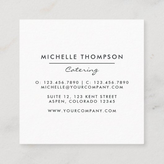 Catering Quadratische Visitenkarte (Rückseite)