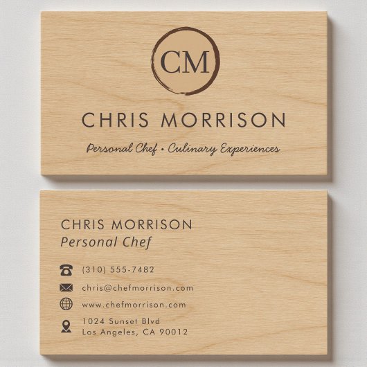 Catering Restaurant Personal Chef Rustic Wood  Visitenkarte