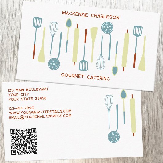 Catering Retro Kitchen QR Code Visitenkarte