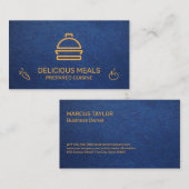 Catering Service | Hintergrund für blaues Leder Visitenkarte (Vorne/Hinten)