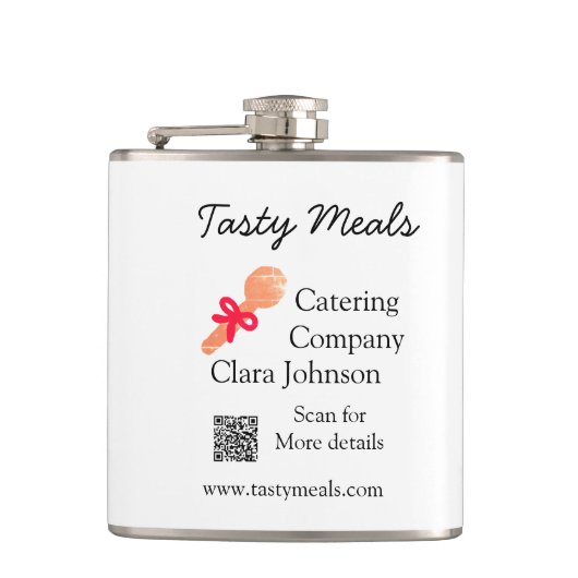 Catering Services fügen den Namen QR-Code Website  Flachmann (Vorderseite)