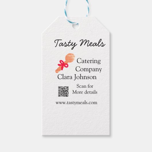 Catering Services fügen den Namen QR-Code Website Geschenkanhänger (Vorderseite)