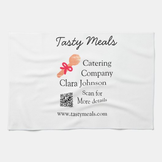 Catering Services fügen den Namen QR-Code Website  Geschirrtuch (Horizontal)