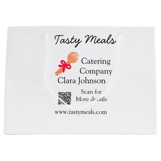 Catering Services fügen den Namen QR-Code Website  Große Geschenktüte (Vorderseite)