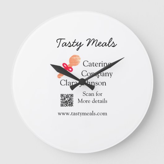 Catering Services fügen den Namen QR-Code Website Große Wanduhr (Vorderseite)