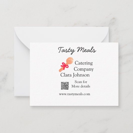 Catering Services fügen den Namen QR-Code Website Mitteilungskarte (Vorderseite)