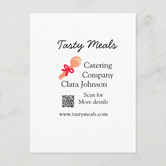 Catering Services fügen den Namen QR-Code Website  Postkarte (Vorderseite)
