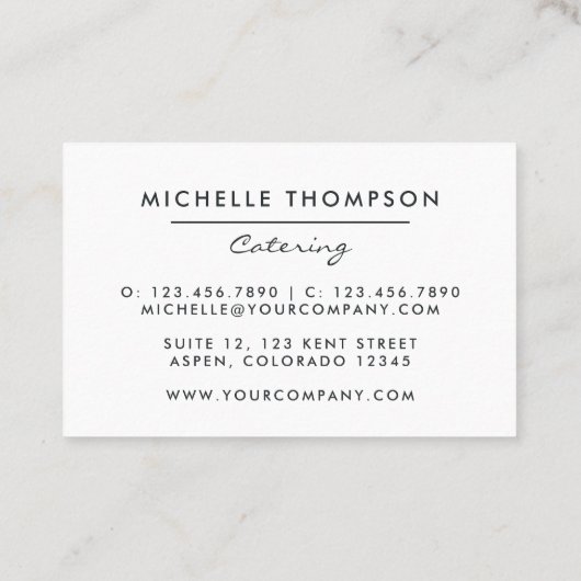 Catering Visitenkarte (Rückseite)