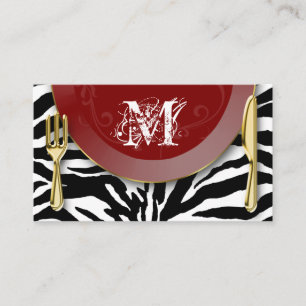 Catering Visitenkarten Cutlery Plate Red Zebra Visitenkarte