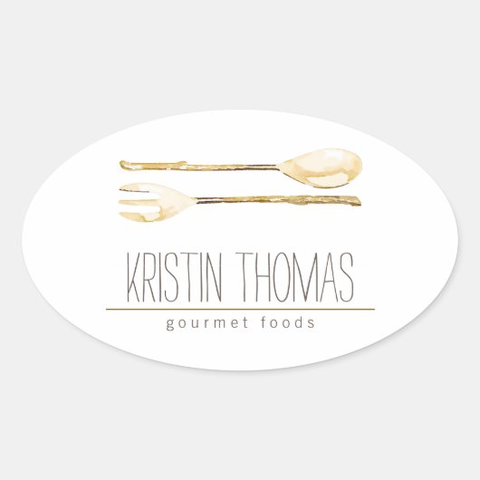 Catering Wasserfarbe Ovaler Aufkleber (Vorderseite)