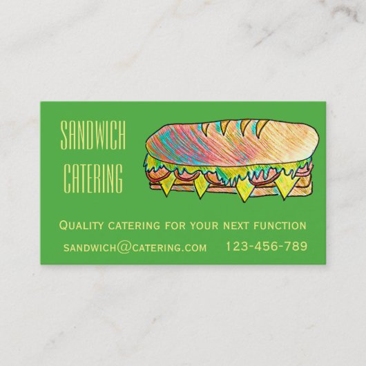 Cateringgeschäft für Sandwichmittagessenfunktionen Visitenkarte (Vorderseite)