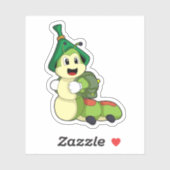 Caterpillar as Student with Backpack Aufkleber (Blatt)