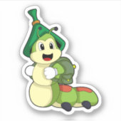 Caterpillar as Student with Backpack Aufkleber (Vorderseite)