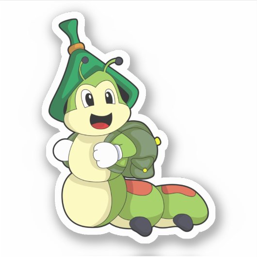 Caterpillar as Student with Backpack Aufkleber (Vorderseite)