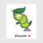 Caterpillar at Sleeping with Leaf Aufkleber (Blatt)