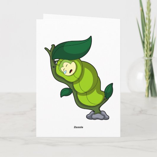 Caterpillar at Sleeping with Leaf Karte (Rückseite)