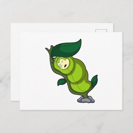 Caterpillar at Sleeping with Leaf Postkarte (Vorne/Hinten)