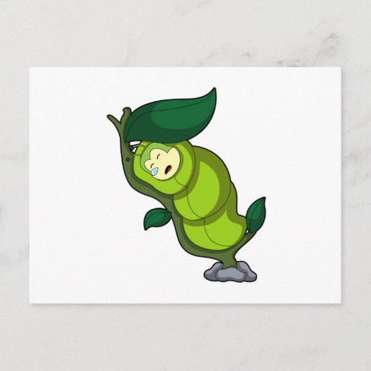 Caterpillar at Sleeping with Leaf Postkarte (Vorderseite)