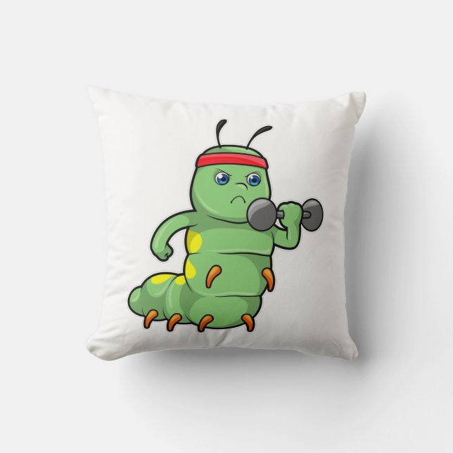 Caterpillar at Strength training with Dumbbell Kissen (Vorderseite)