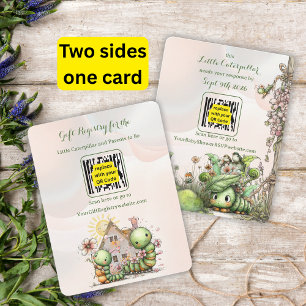 Caterpillar Baby Shower QR-Code RSVP/ Geschenkelis Mitteilungskarte