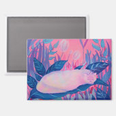 Caterpillar Cat Pink Purple Blue Fantasy Magnet (Vorderseite/Rückseite)