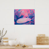 Caterpillar Cat Pink Purple Blue Fantasy Wall Art Poster (Küche)