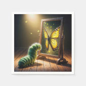 Caterpillar Looking At a Butterfly In a Mirror Serviette (Vorderseite)